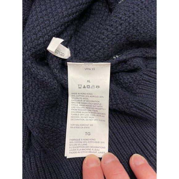Nautica Men's Crewneck Knit Pullover Sweater Navy Blue XL Wool Blend Fair Isle - Picture 5 of 7